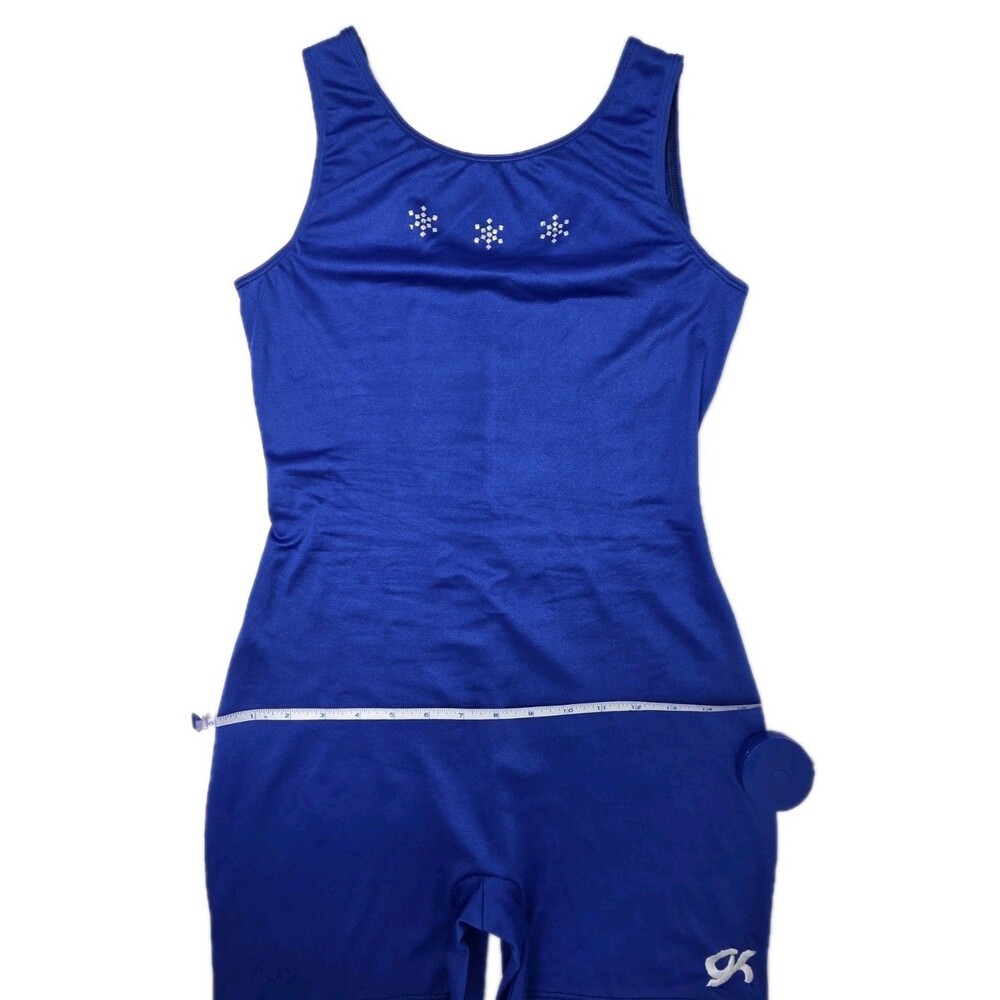 GK Elite VTG 90s Blue Snowflake Bling Logo Biketard Unitard Dance AXL Adult XL - Picture 15 of 16
